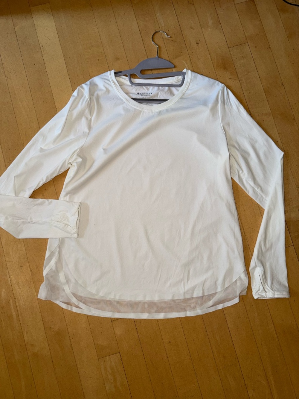 Athleta White long sleeve sheer hem top, L, CB2680 - Picture 2 of 4